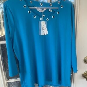 Allison Taylor Turquoise Grommet Blouse- NWT- 2X